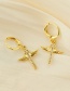 Fashion Gold Copper Inlaid Zirconium Cross Wing Earrings