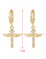 Fashion Gold Copper Inlaid Zirconium Cross Wing Earrings