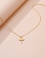 Fashion Gold Copper And Zirconium Cross Wings Necklace