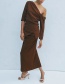 Fashion Brown Pleated Straight Skirt