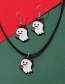 Fashion Silver Alloy Drip Oil Halloween Little Ghost Pumpkin Necklace And Earrings Set