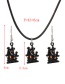 Fashion Black Alloy Drip Oil Halloween Castle Necklace Earrings Set