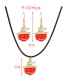 Fashion Red Alloy Drip Oil Halloween Pumpkin Necklace Earrings Set