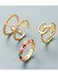 Fashion Diamond Copper Gilded Rainbow Dripping Cross Ring