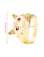 Fashion Four-layer Geometry 18k Gold-plated Copper And Zirconium Geometric Ring