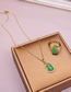 Fashion Green Necklace Titanium Steel Green Crystal Gourd Necklace And Ring Set