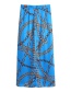 Fashion Blue Chain Print Micropleated Skirt