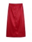 Fashion Red Silk Satin Micropleated Skirt