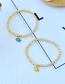 Fashion Blue Copper Beaded Eye Bracelet Real Gold Plated