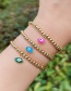 Fashion Pink Copper Beaded Eye Bracelet Real Gold Plated