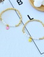 Fashion Yellow Copper Beaded Oil Drop Pearl Round Eye Bracelet Real Gold Plated