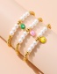 Fashion Green Copper Beaded Oil Drop Pearl Round Eye Bracelet Real Gold Plated