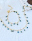 Fashion Blue Bronze Drip Oil Eye Necklace Real Gold Plated
