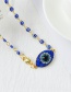 Fashion Royal Blue Copper Inlaid Zirconium Oil Dripping Eyes Lobster Clasp Necklace Real Gold Plated