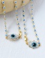 Fashion White Copper Inlaid Zirconium Oil Dripping Eyes Lobster Clasp Necklace Real Gold Plated