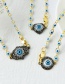 Fashion Palm Copper Inlaid Zirconium Oil Dripping Irregular Eyes Lobster Clasp Necklace Real Gold Plated