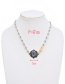 Fashion Round Shape Copper Inlaid Zirconium Oil Dripping Irregular Eyes Lobster Clasp Necklace Real Gold Plated
