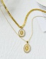 Fashion Gold Titanium Steel Inlaid Zirconium Shell Portrait Necklace Real Gold Plated