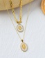 Fashion Gold Titanium Steel Inlaid Zirconium Shell Portrait Necklace Real Gold Plated