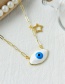 Fashion White Titanium Steel Inlaid Zirconium Oil Drip Eye Necklace Real Gold Plated