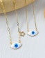 Fashion White Titanium Steel Inlaid Zirconium Oil Dripping Eyes Five-pointed Star Necklace Real Gold Plated