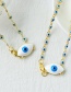 Fashion White Titanium Steel Inlaid Zirconium Oil Dripping Eyes Lobster Clasp Necklace Real Gold Plated