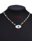 Fashion White Titanium Steel Inlaid Zirconium Oil Dripping Eyes Lobster Clasp Necklace Real Gold Plated