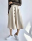 Fashion Off White Suede Breasted High-waist Umbrella Skirt
