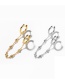 Fashion Ear Buckle Single Silver Metal Chain Tassel Earrings With Diamonds