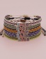 Fashion 6 # Grid Striped Zone Inlaid Letter Bracelet
