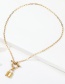 Fashion Gold Color Stainless Steel Ot Buckle Small Lock Necklace