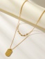 Fashion Gold Color Titanium Steel Five Pentagon Double Necklace