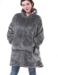 Fashion Grey Flannel Hooded Pullover Nightgown
