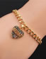 Fashion 4# Copper Diamond Love Heart Chain Bracelet