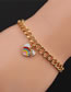 Fashion Love Rainbow Bracelet Set Copper Plated Real Gold Color Inlaid Zirconium Eyes Love Geometric Bracelet