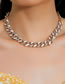 Fashion Yellow Two-tone Rhinestone Thick Chain Necklace