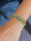 Fashion Green #bracelet Two-tone Oil Drop Rhinestone Thick Chain Bracelet