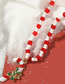 Fashion Red And White Christmas Rice Beads Beaded Cane Necklace