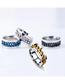 Fashion Silver Titanium Steel Chain Geometric Ring