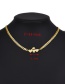 Fashion Gold Titanium Steel Striped Zircon Boy Love Necklace Real Gold Plan