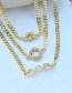 Fashion Gold Titanium Steel Inlaid Zircon Girl Love Necklace Real Gold Plate