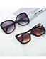 Fashion Black Top And Bottom Leopard Print/gradient Gray Pc Square Sunglasses