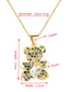 Fashion Color Copper Inlaid Zirconium Love Bear Necklace