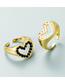 Fashion White Copper Gold-plated Hollow Pearl Love Open Ring