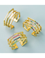 Fashion Color Zirconium Gold-plated Copper Geometric Open Ring