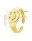 Fashion Hollow Smiley Gold-plated Copper Heart-shaped Open Ring