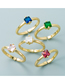 Fashion Red Copper Gold-plated Micro-inlaid Zirconium Open Ring