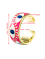 Fashion Purple Gold-plated Copper Dripping Eye Open Ring