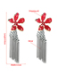 Fashion Red Alloy Oil Drop Flower Chain Tassel Earrings