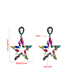 Fashion Color Alloy Colored Diamond Hollow Five-pointed Star Stud Earrings